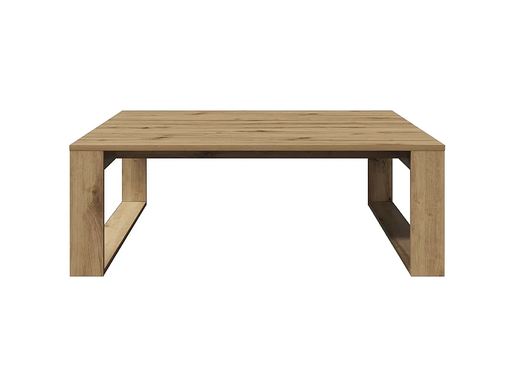 Table basse chêne artisanal 100x100x35 cm bois d'ingénierie