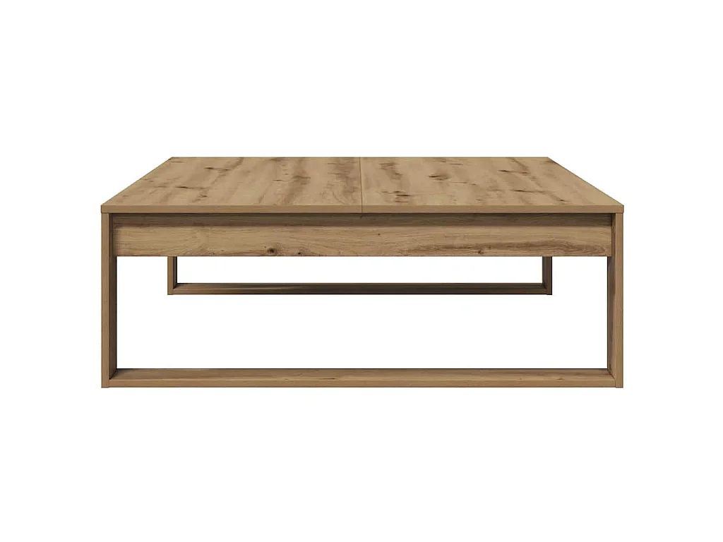 Table basse chêne artisanal 100x100x35 cm bois d'ingénierie