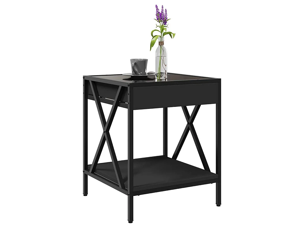 Table basse avec LED Infinity noir 40x40x49 cm