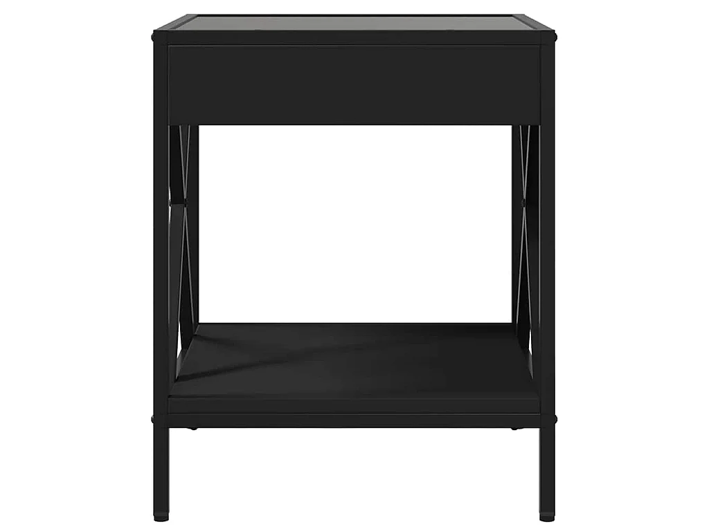 Mesita de noche con Infinity LED negra 40x40x49 cm