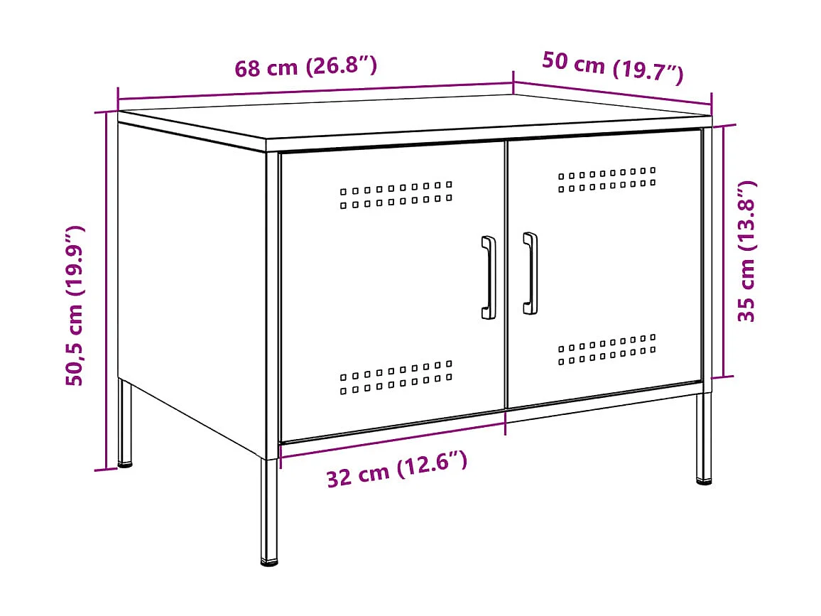 Couchtisch Weiß 68x50x50,5 cm Stahl