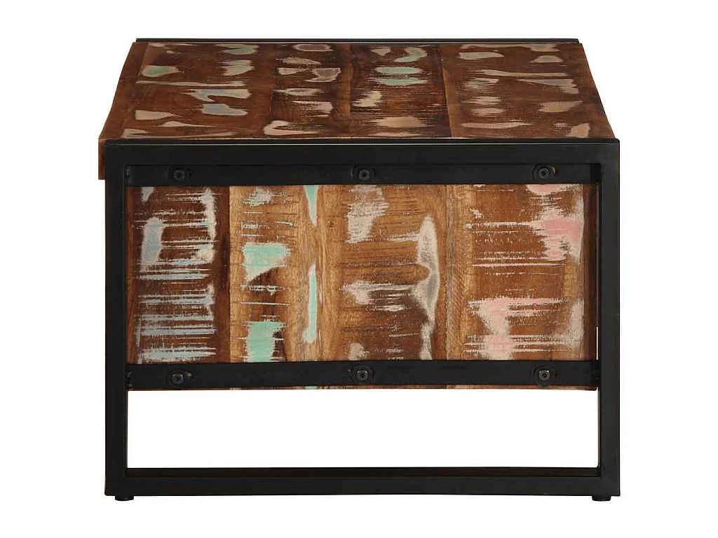 Table basse multicolore 90x50x36 cm bois de récupération massif
