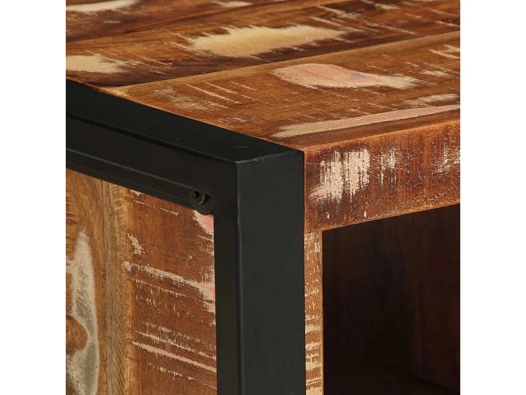 Table basse multicolore 90x50x36 cm bois de récupération massif