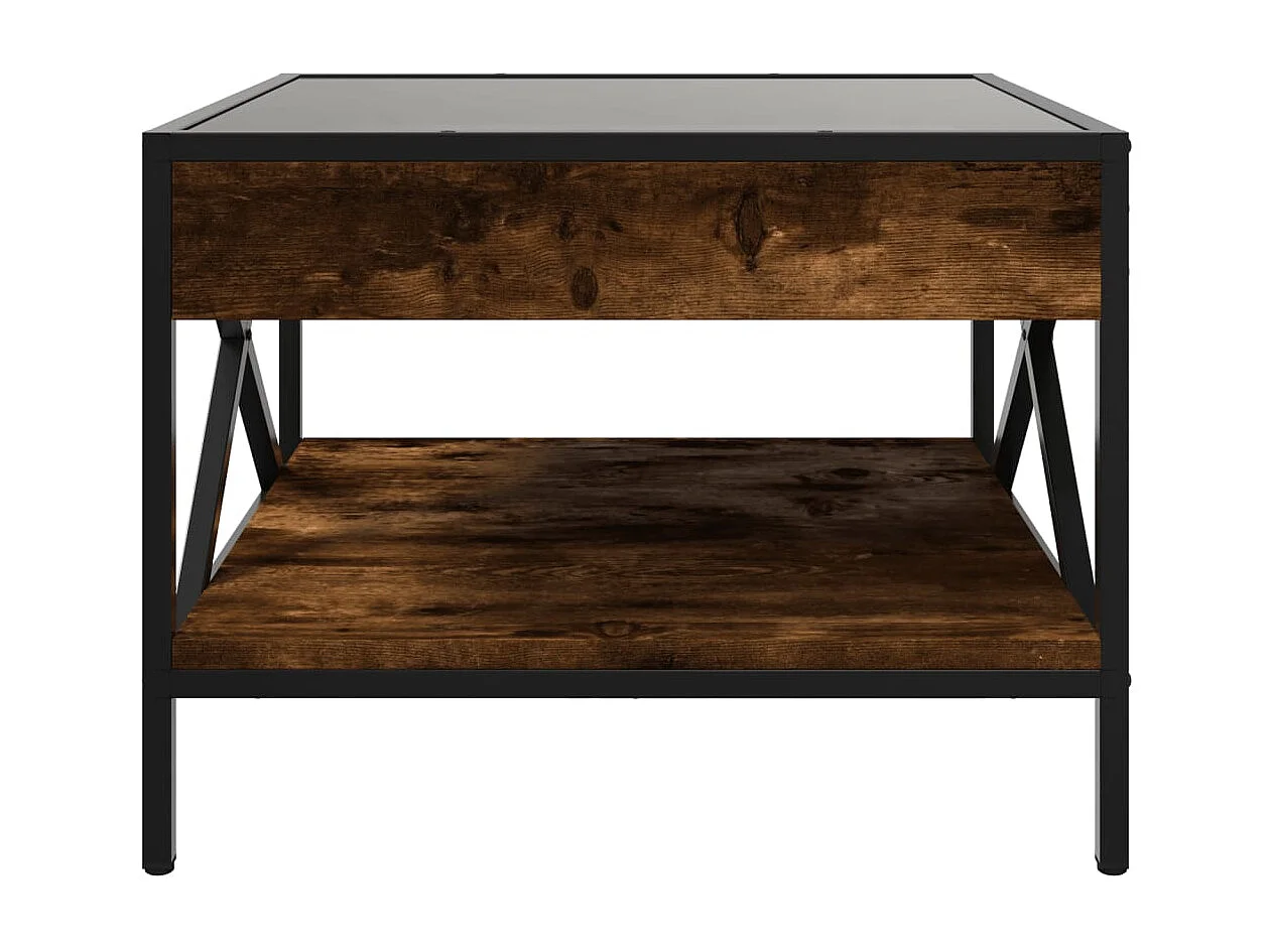 Table basse avec LED Infinity chêne fumé 50x50x38 cm