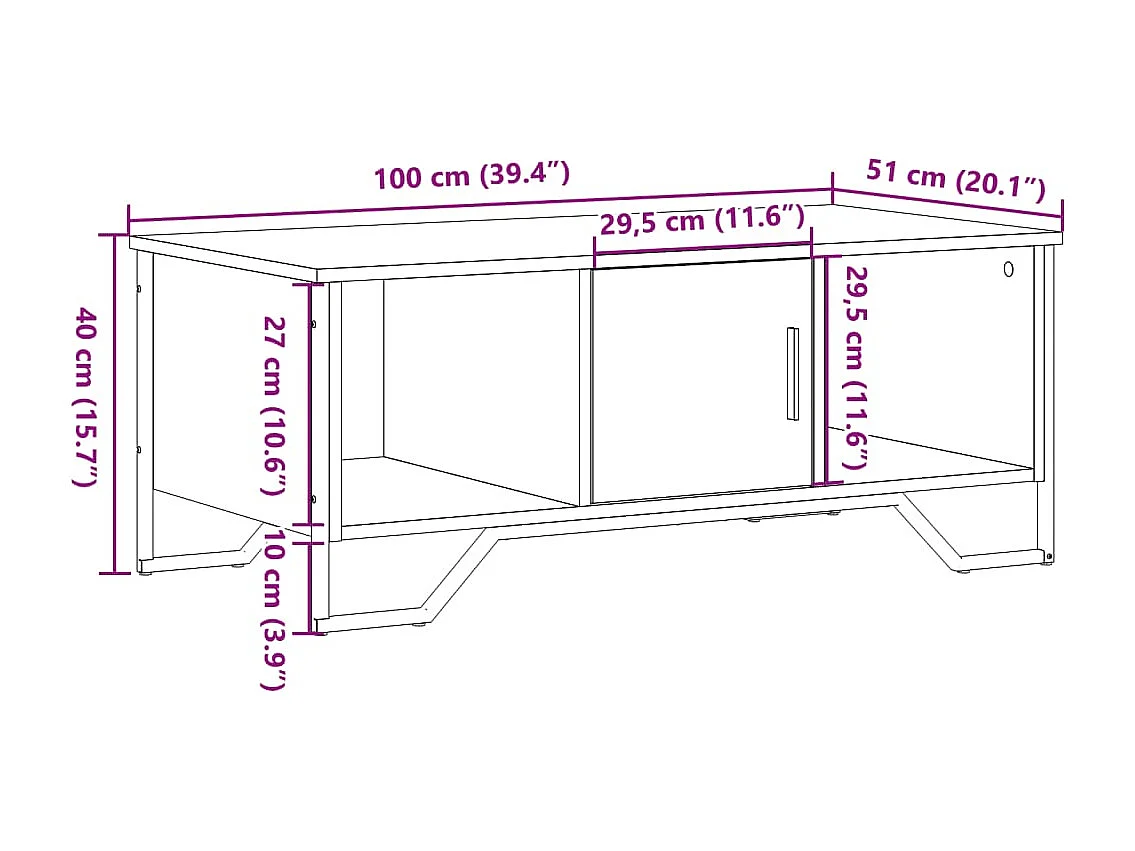 Table basse noir 100x51x40 cm bois d'ingénierie