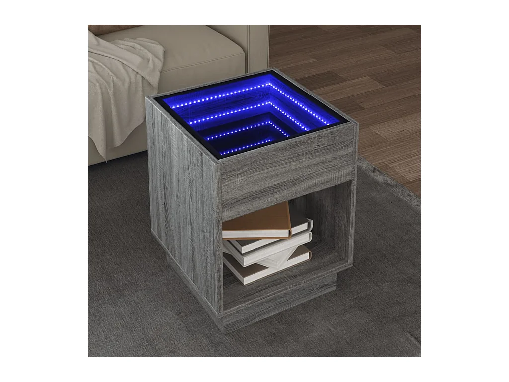 Table basse avec LED infini sonoma gris 40x40x50 cm