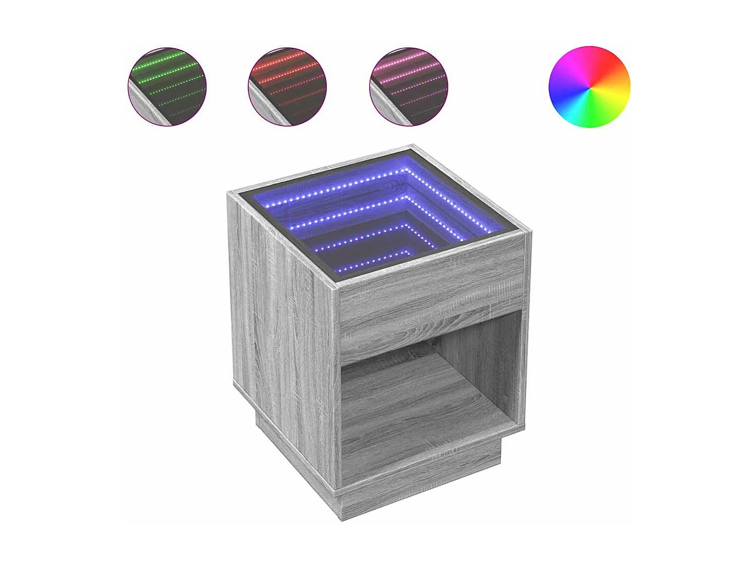 Salontafel met Infinity LED 40x40x50 cm grijs sonoma eikenkleur