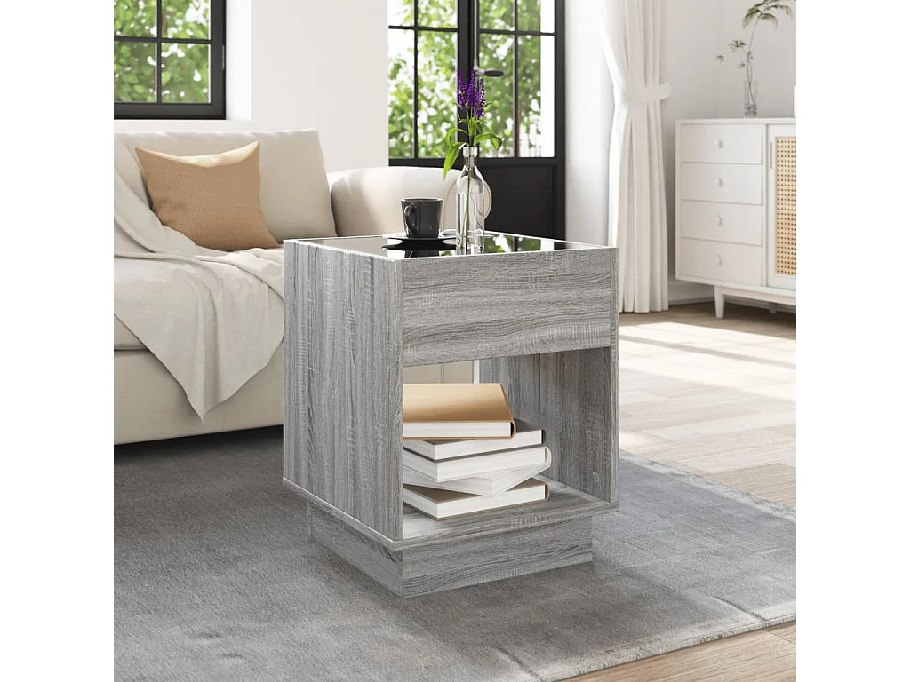 Salontafel met Infinity LED 40x40x50 cm grijs sonoma eikenkleur