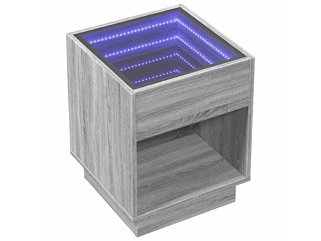 Table basse avec LED infini sonoma gris 40x40x50 cm