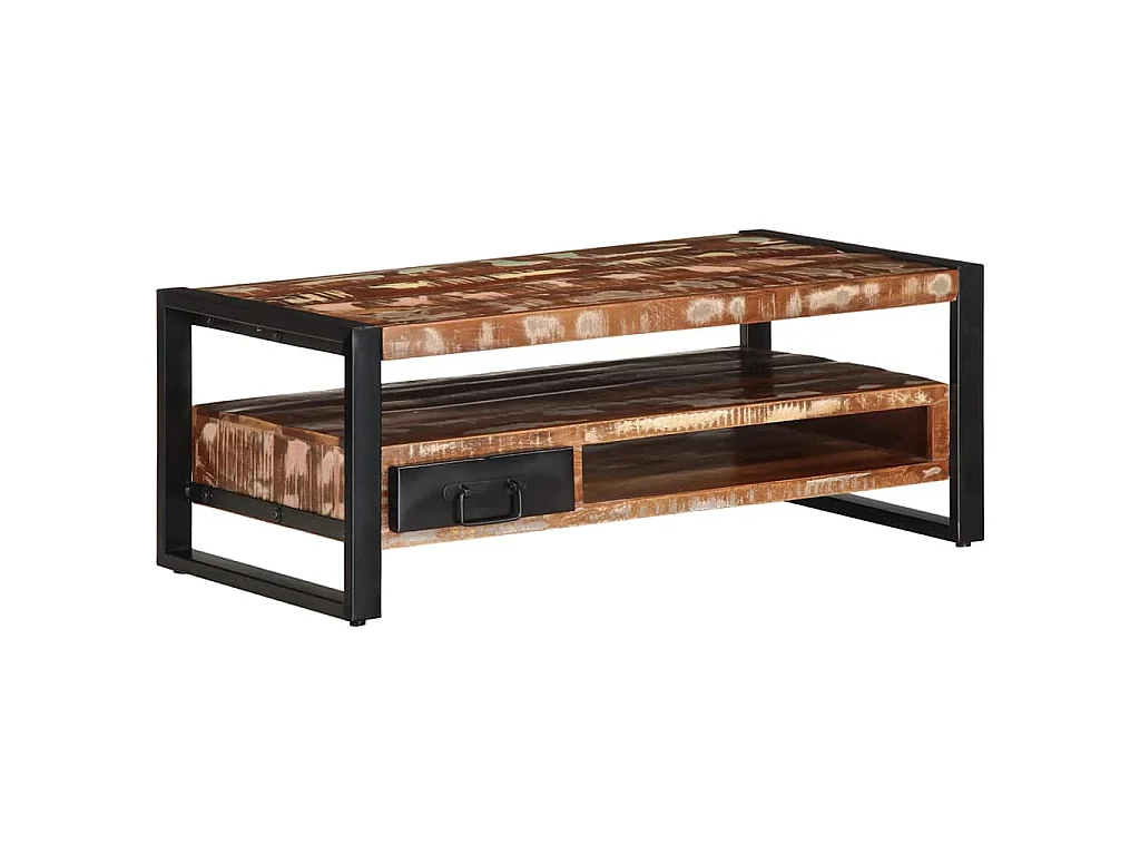 Tavolino Salotto Multicolore 90x50x36cm Legno Massello Recupero