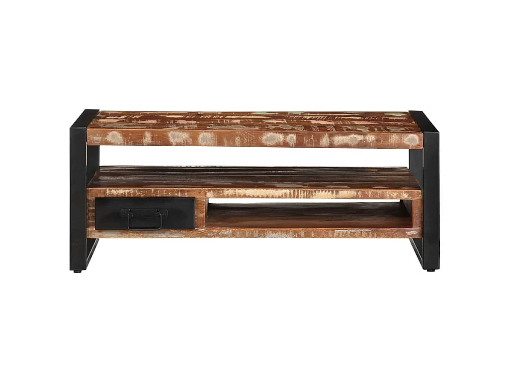 Tavolino Salotto Multicolore 90x50x36cm Legno Massello Recupero