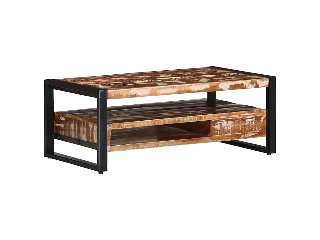 Tavolino Salotto Multicolore 90x50x36cm Legno Massello Recupero