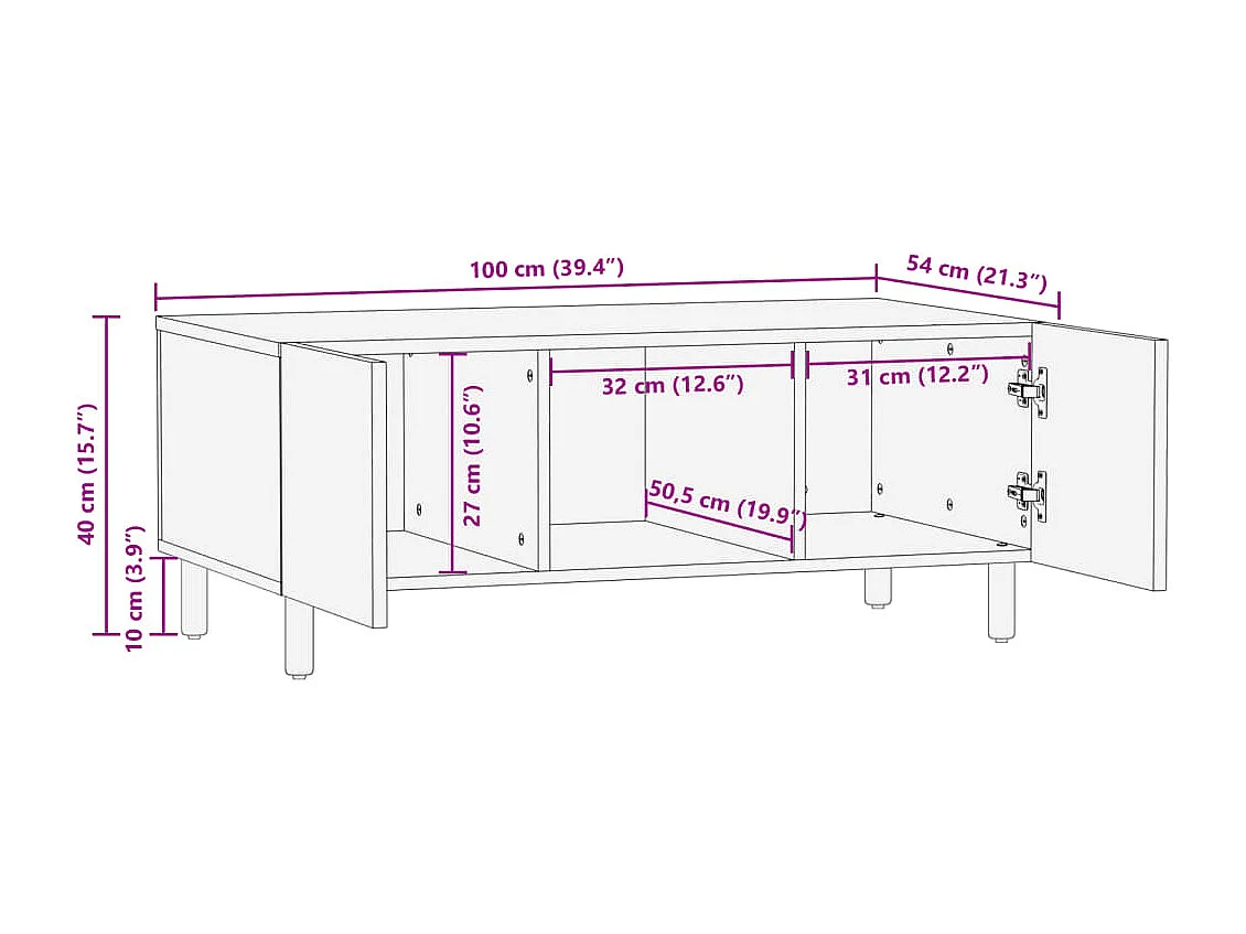 Table basse noir 100x54x40 cm bois d'ingénierie