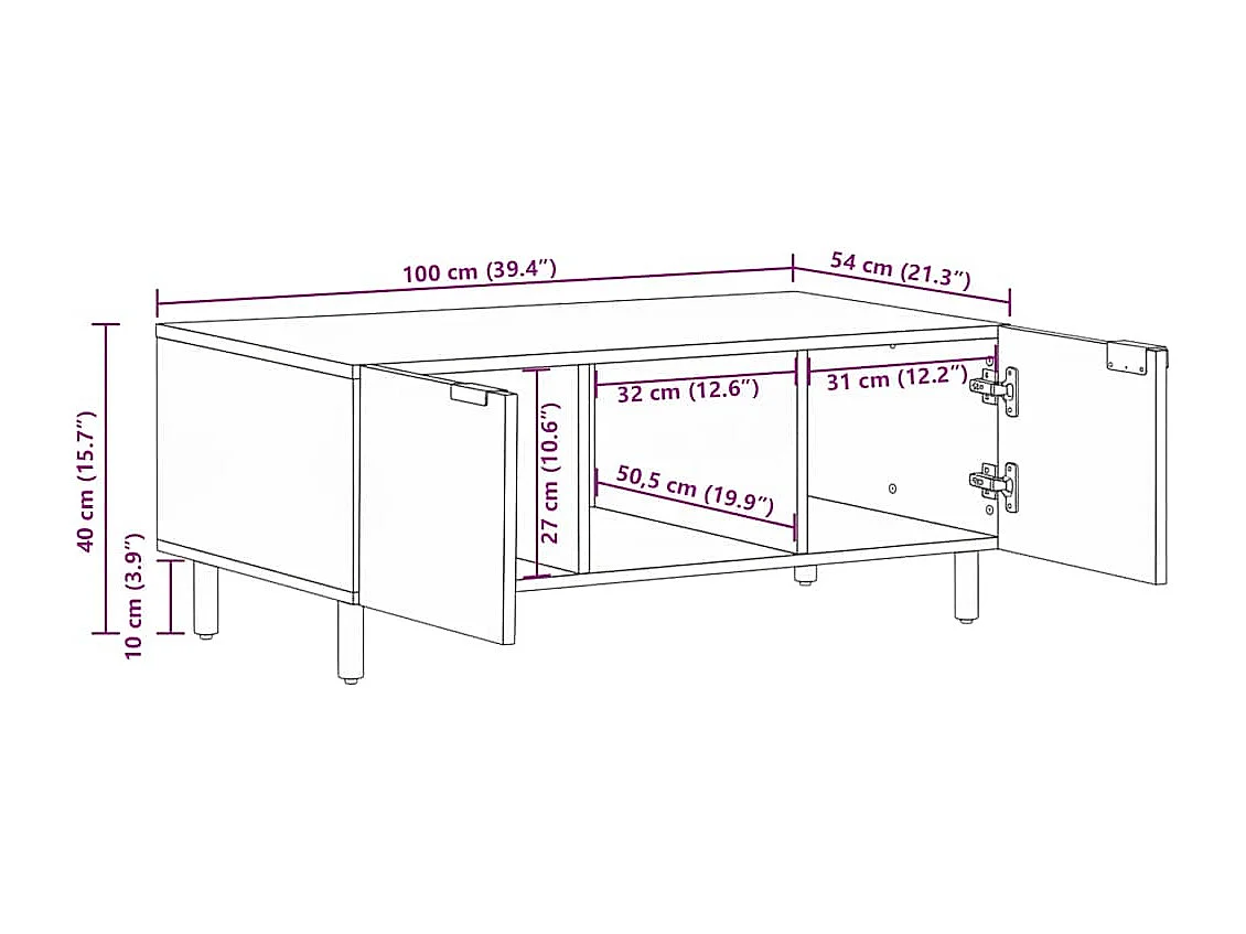 Couchtisch Schwarz 100x54x40 cm Holzwerkstoff