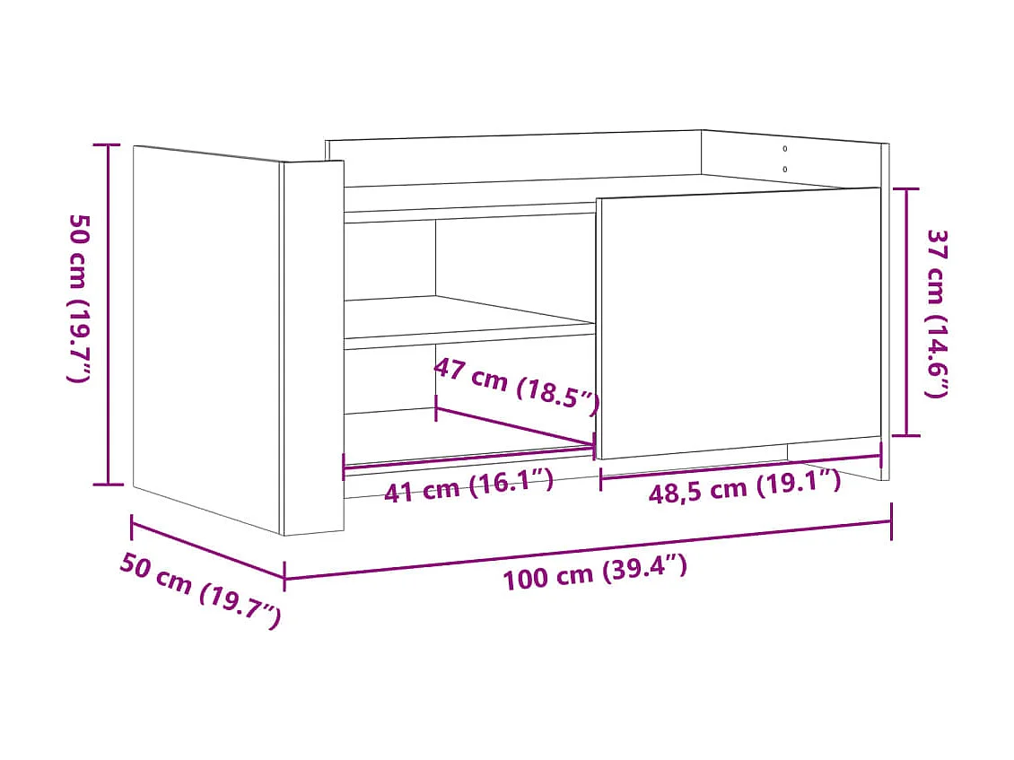 Mesa de centro 100x50x50cm derivados de madeira cinza cimento