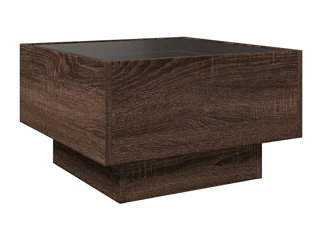 LED-Couchtisch Braun Eichen-Optik 50x50x30 cm Holzwerkstoff