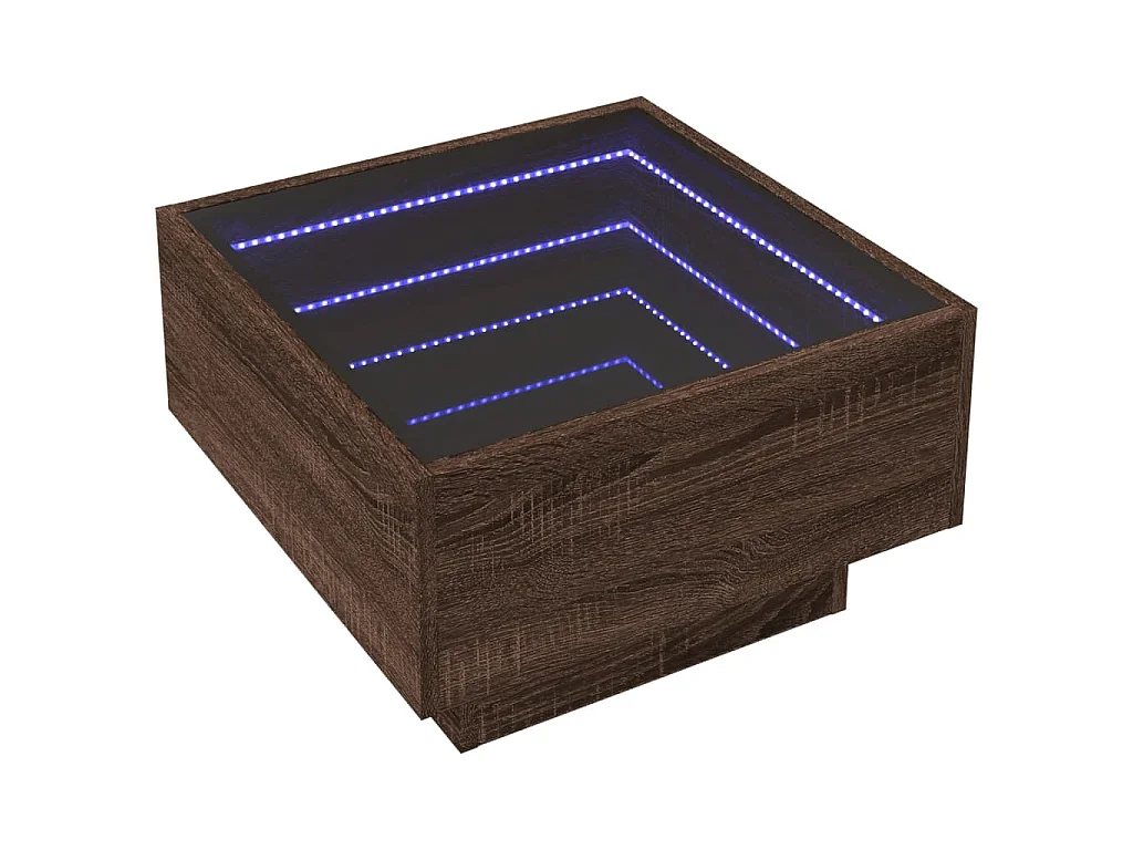 Tavolino Salotto con LED Rovere Marrone 50x50x30 cm Multistrato