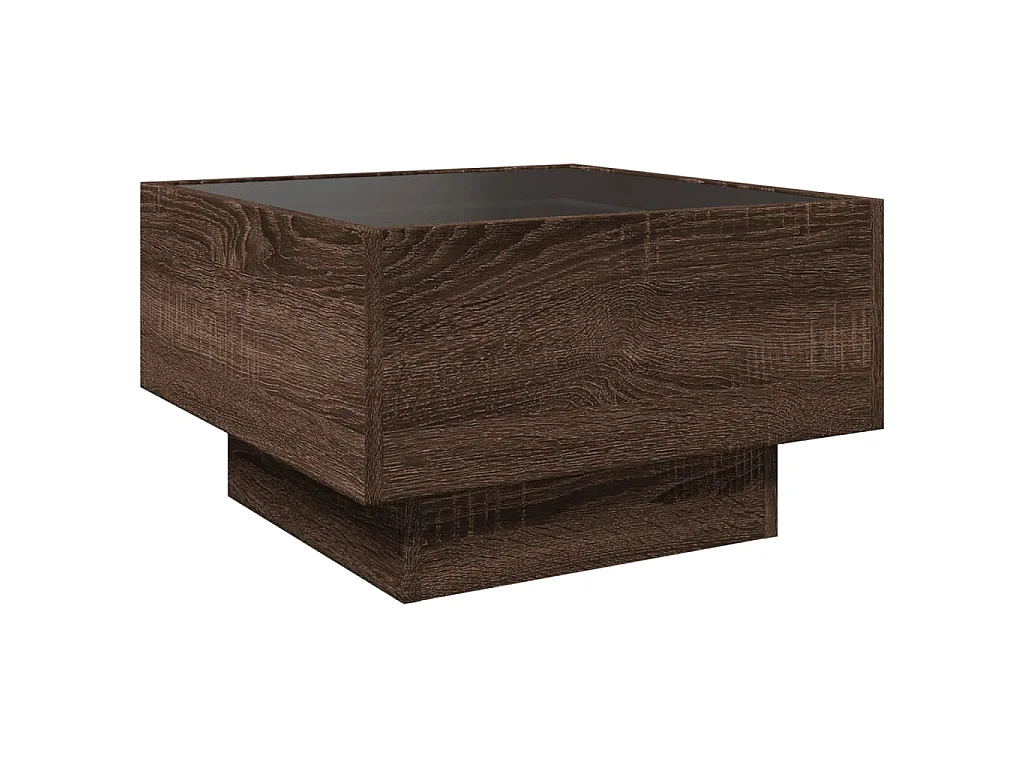 Tavolino Salotto con LED Rovere Marrone 50x50x30 cm Multistrato