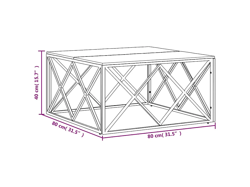 Mesa de centro acero inoxidable madera maciza reciclada dorada