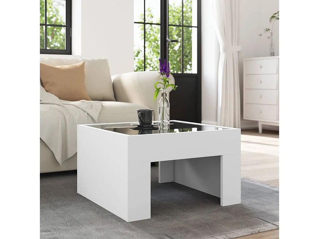 Table basse avec LED infini blanc 50x50x30 cm