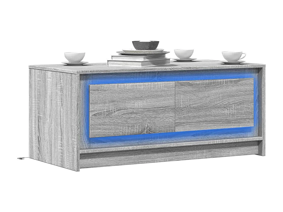 Table basse avec lumières LED sonoma gris bois d'ingénierie