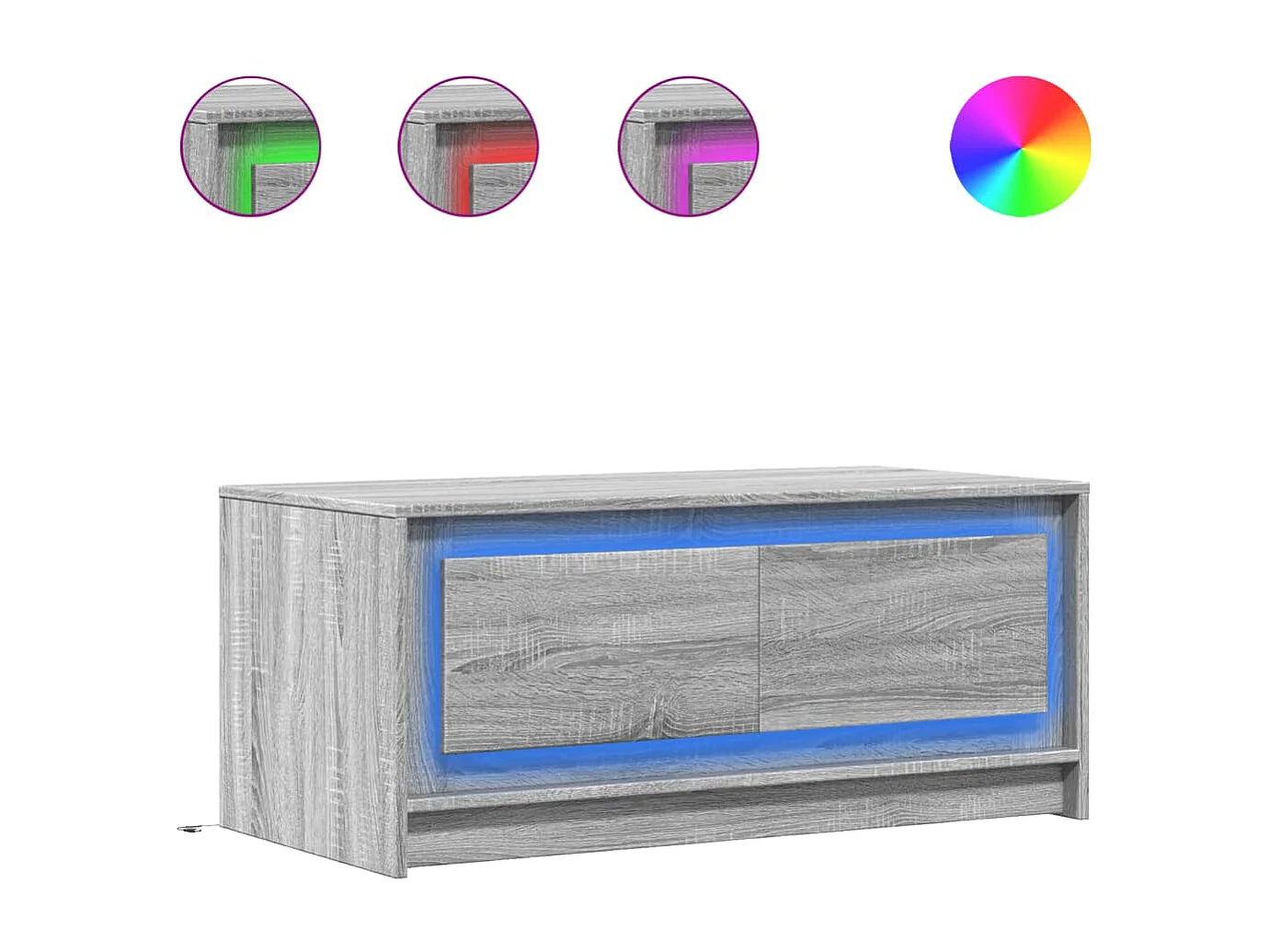 Table basse avec lumières LED sonoma gris bois d'ingénierie