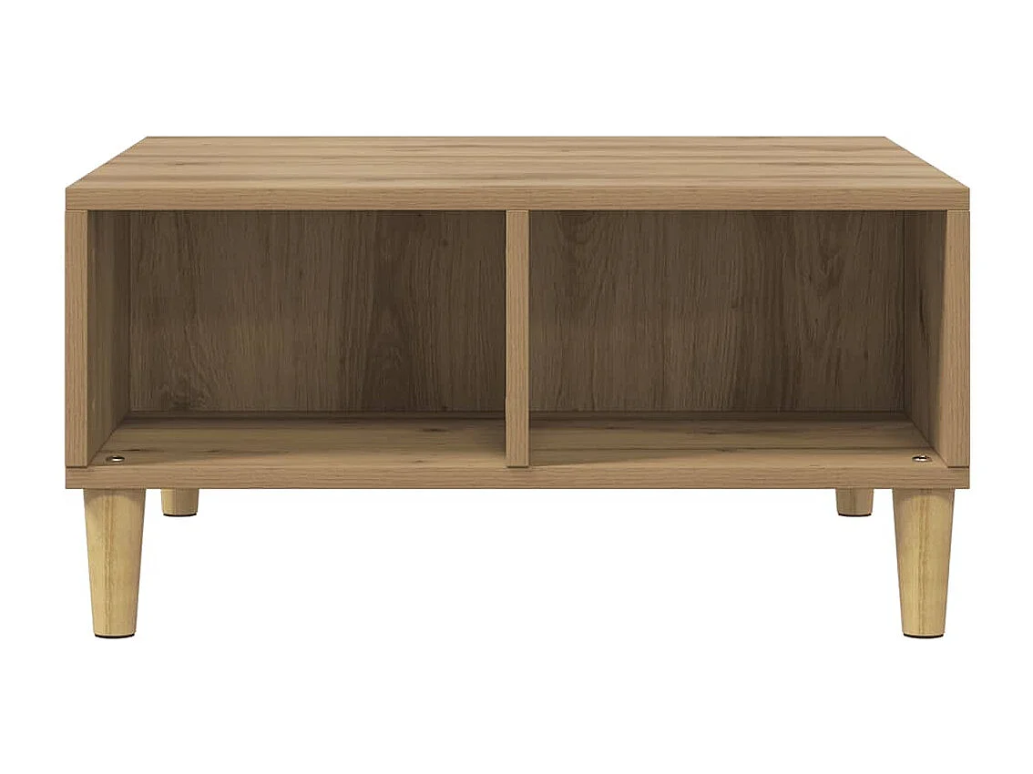 Table basse chêne artisanal 60x60x30 cm bois d'ingénierie