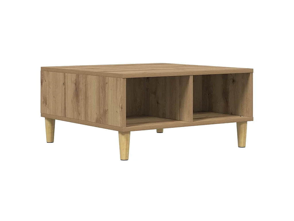 Table basse chêne artisanal 60x60x30 cm bois d'ingénierie
