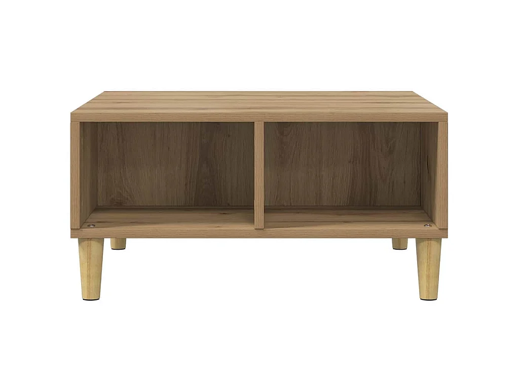 Table basse chêne artisanal 60x60x30 cm bois d'ingénierie