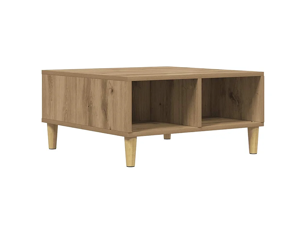 Table basse chêne artisanal 60x60x30 cm bois d'ingénierie