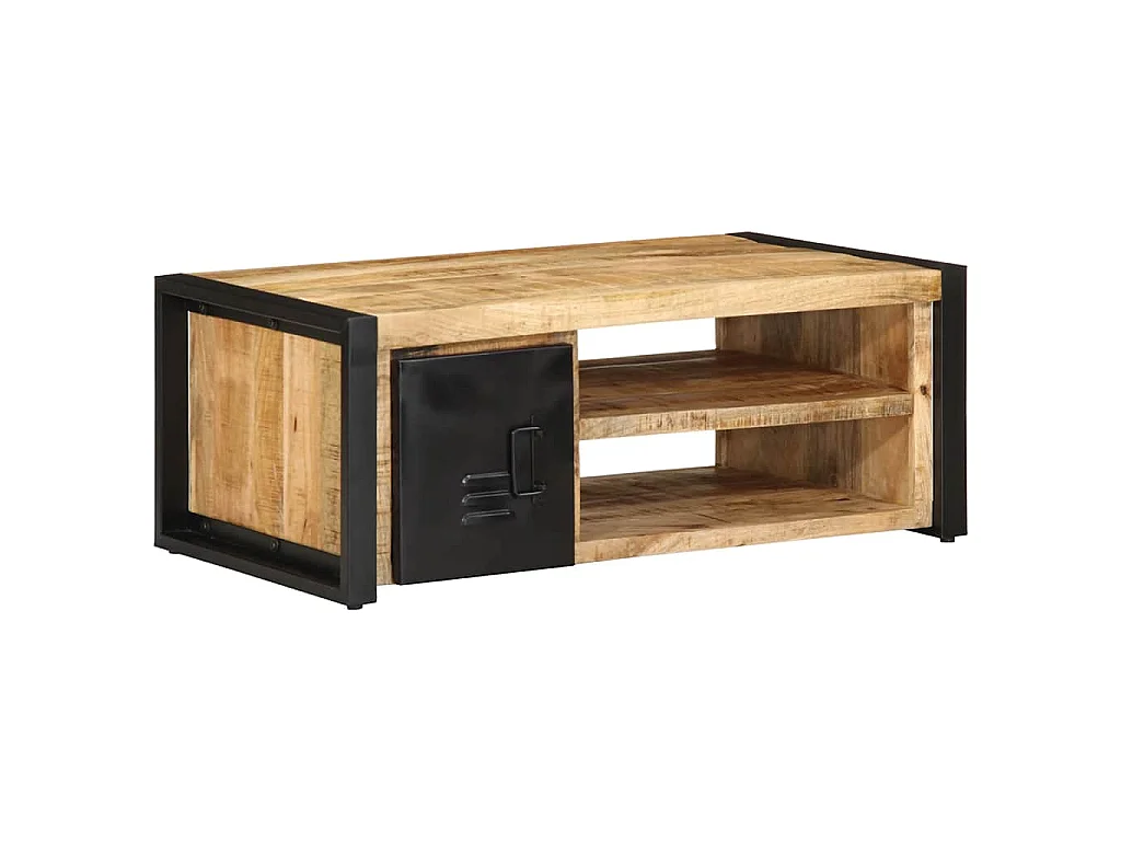 Tavolino da Salotto 90x50x36 cm Legno Massello di Mango Grezzo