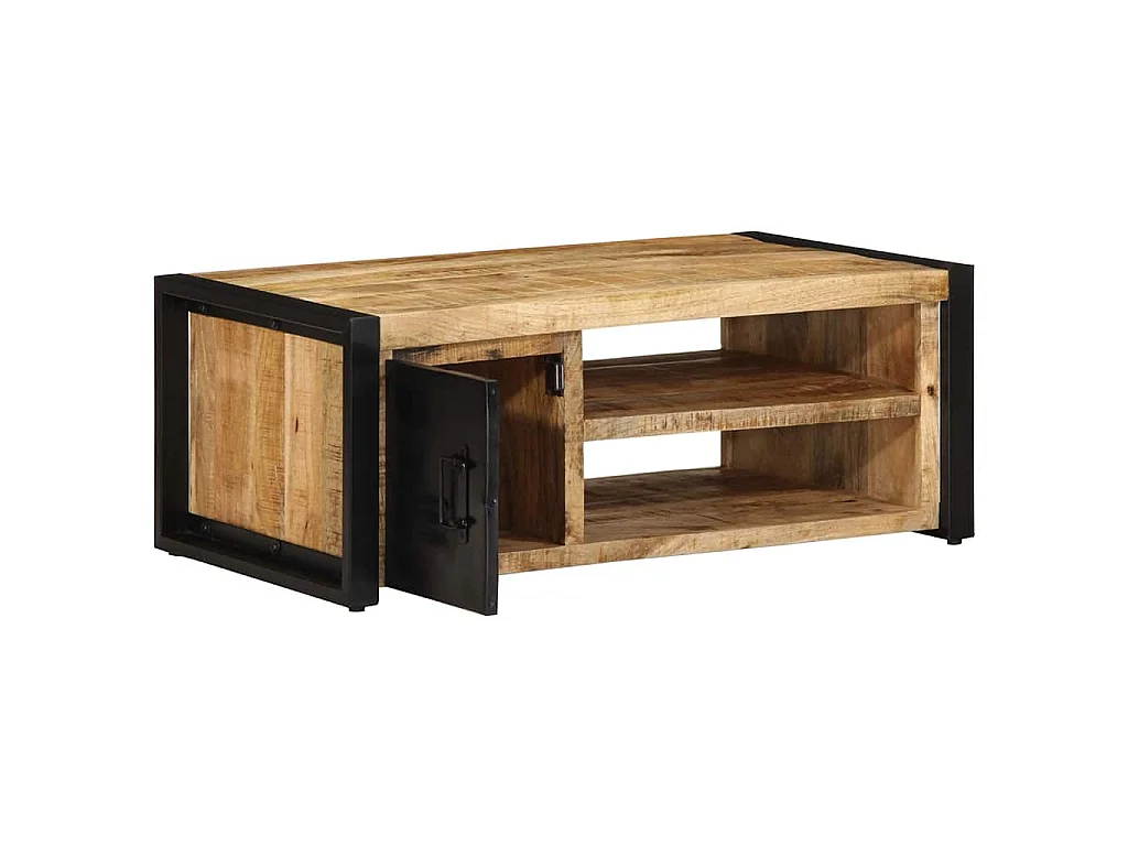 Tavolino da Salotto 90x50x36 cm Legno Massello di Mango Grezzo
