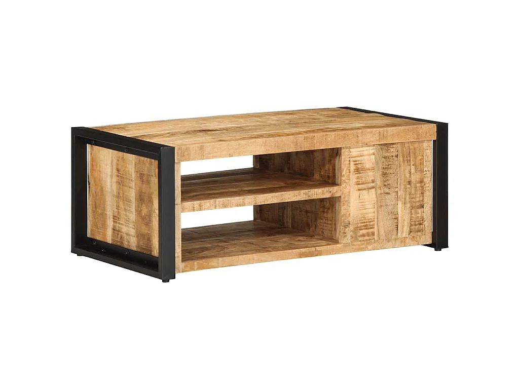 Tavolino da Salotto 90x50x36 cm Legno Massello di Mango Grezzo