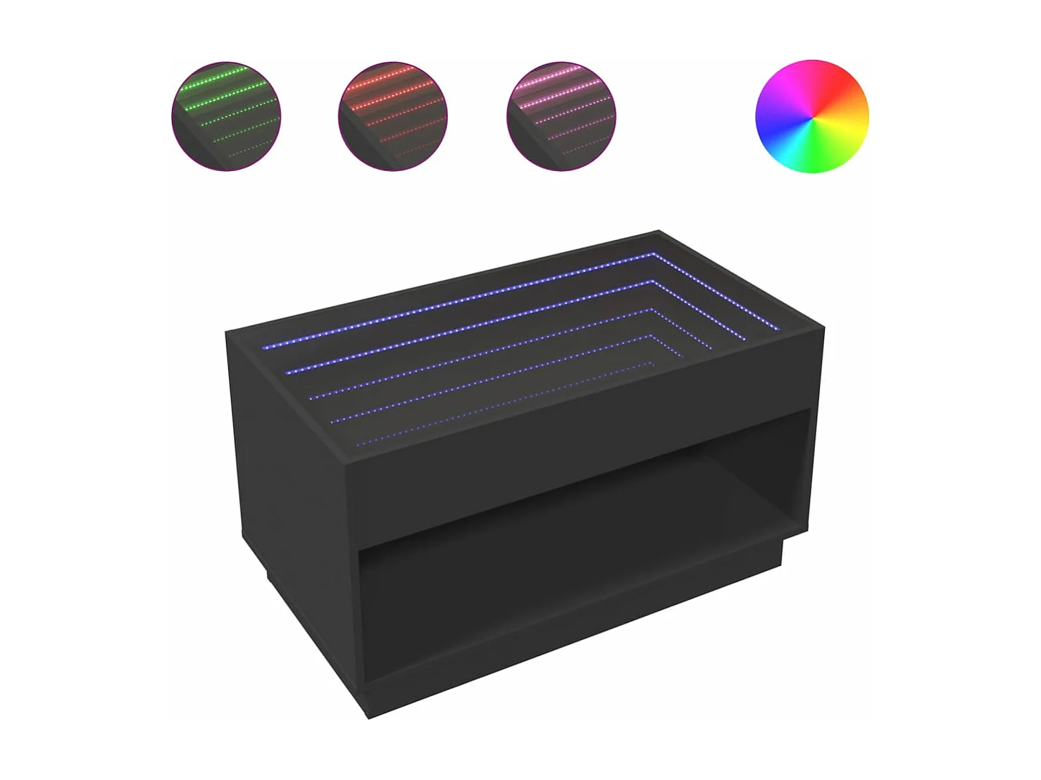 Table basse avec LED infini noir 90x50x50 cm