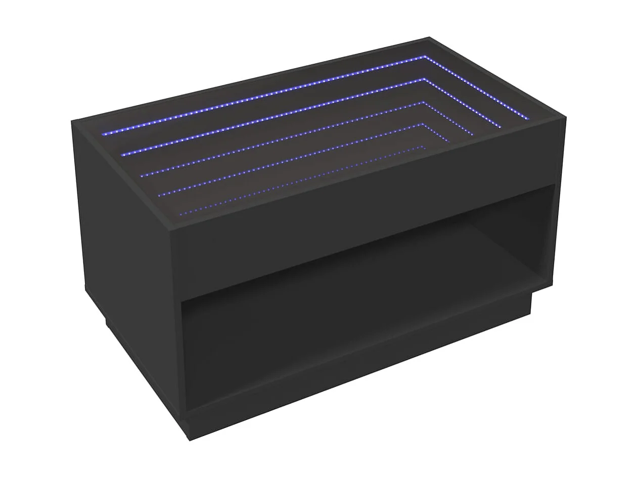 Table basse avec LED infini noir 90x50x50 cm