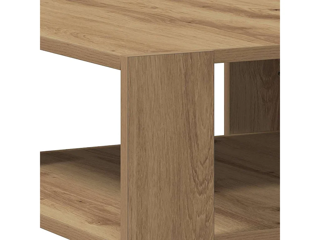 Table basse chêne artisanal 58x58x40 cm bois d'ingénierie