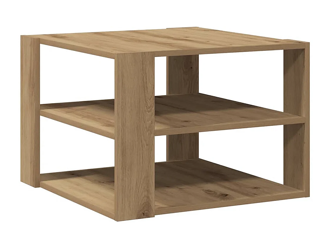 Salontafel 58x58x40 cm bewerkt hout artisanaal eikenkleurig