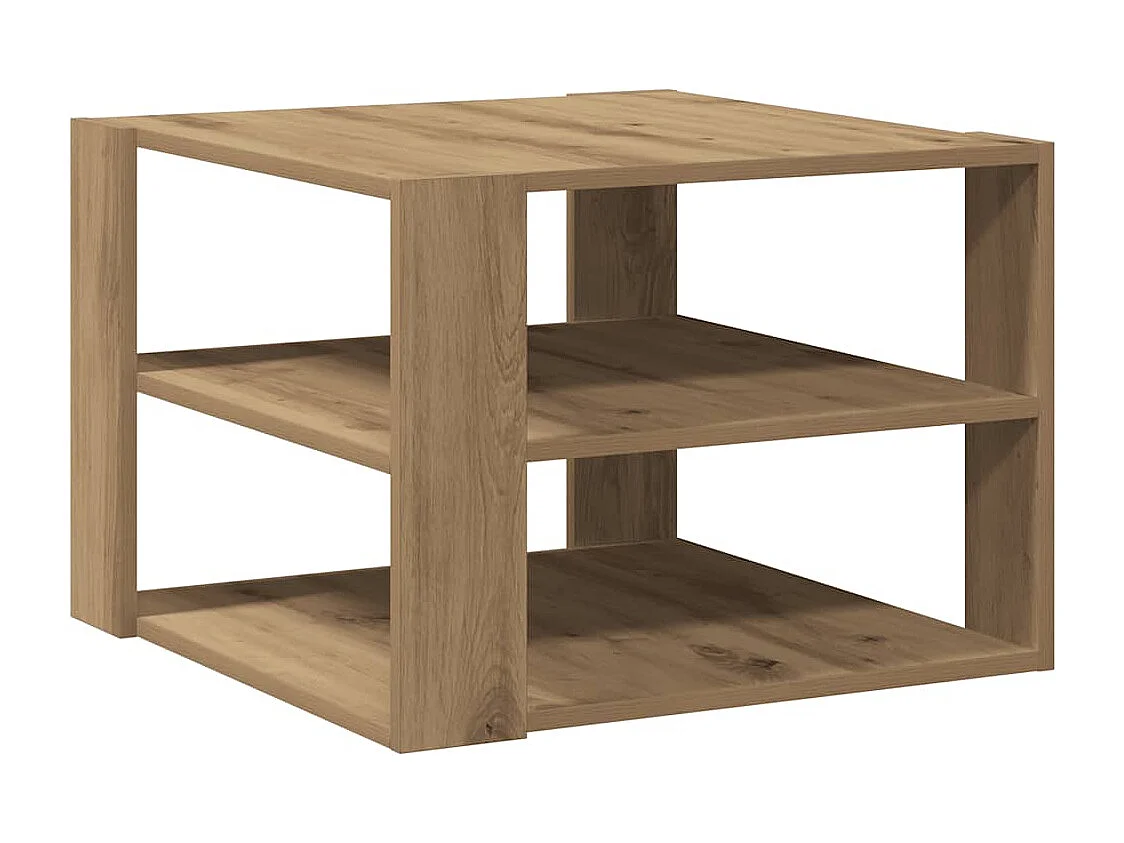 Salontafel 58x58x40 cm bewerkt hout artisanaal eikenkleurig