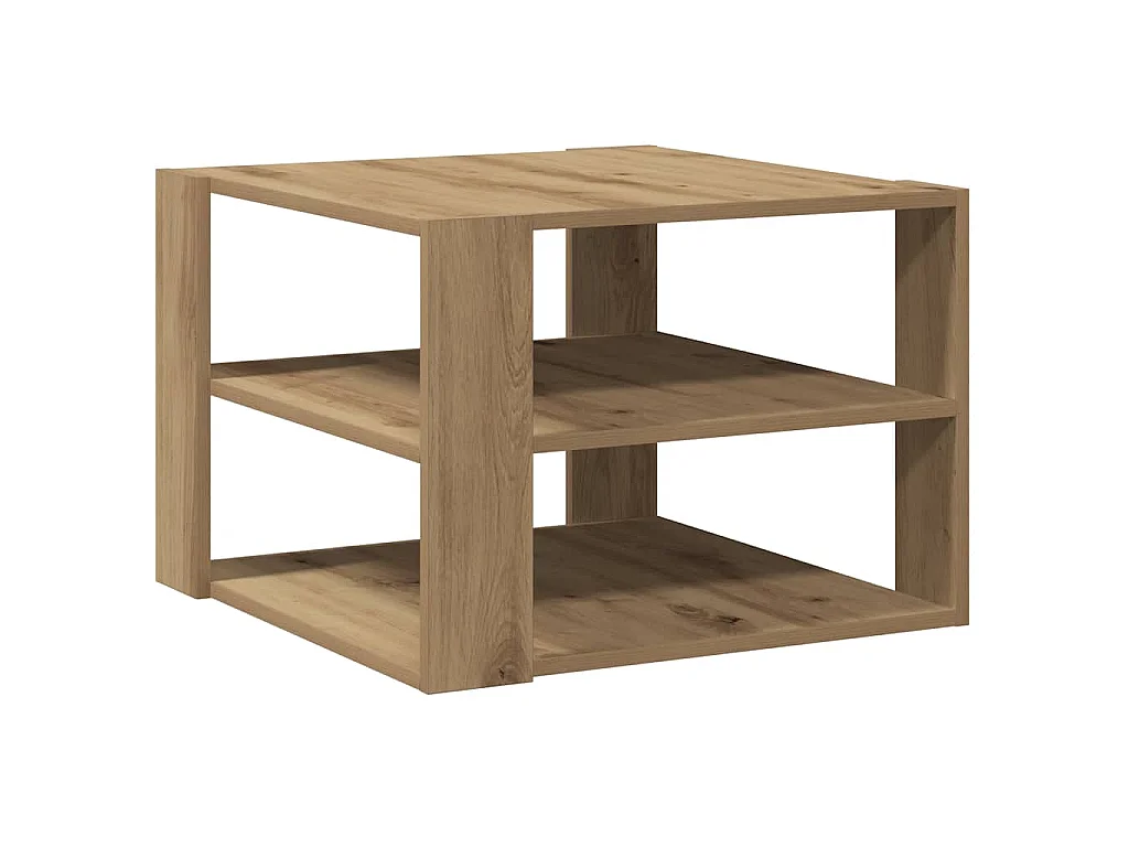 Table basse chêne artisanal 58x58x40 cm bois d'ingénierie