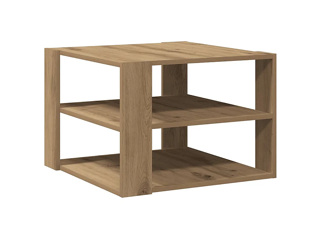 Salontafel 58x58x40 cm bewerkt hout artisanaal eikenkleurig