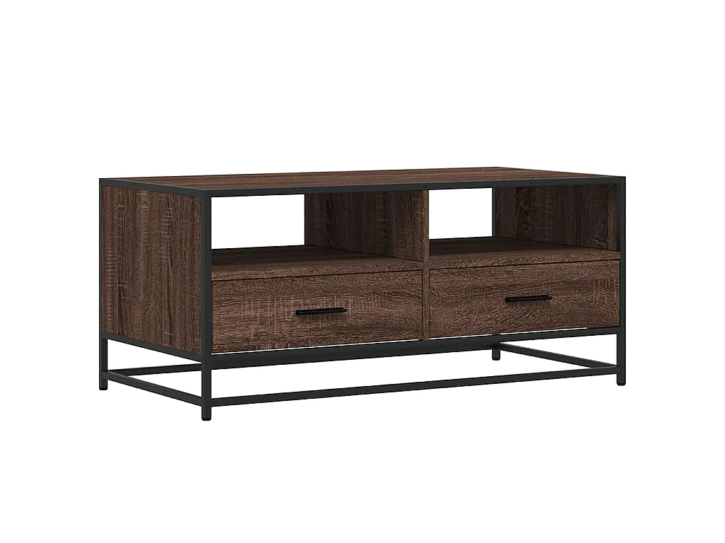 Couchtisch Braun Eichen-Optik 100x50x45 cm Holzwerkstoff Metall