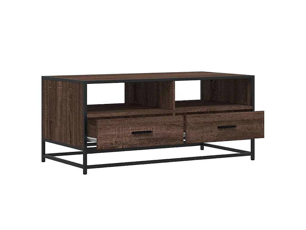 Couchtisch Braun Eichen-Optik 100x50x45 cm Holzwerkstoff Metall