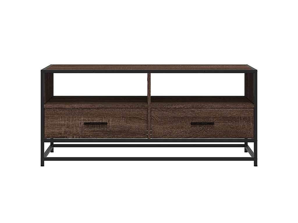 Couchtisch Braun Eichen-Optik 100x50x45 cm Holzwerkstoff Metall