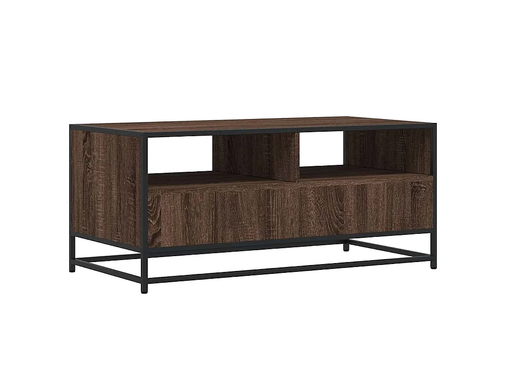 Couchtisch Braun Eichen-Optik 100x50x45 cm Holzwerkstoff Metall