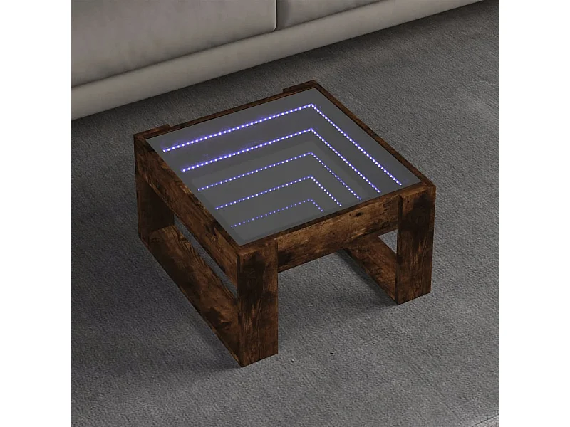 Mesa de centro con Infinity LED roble ahumado 50x53x30 cm