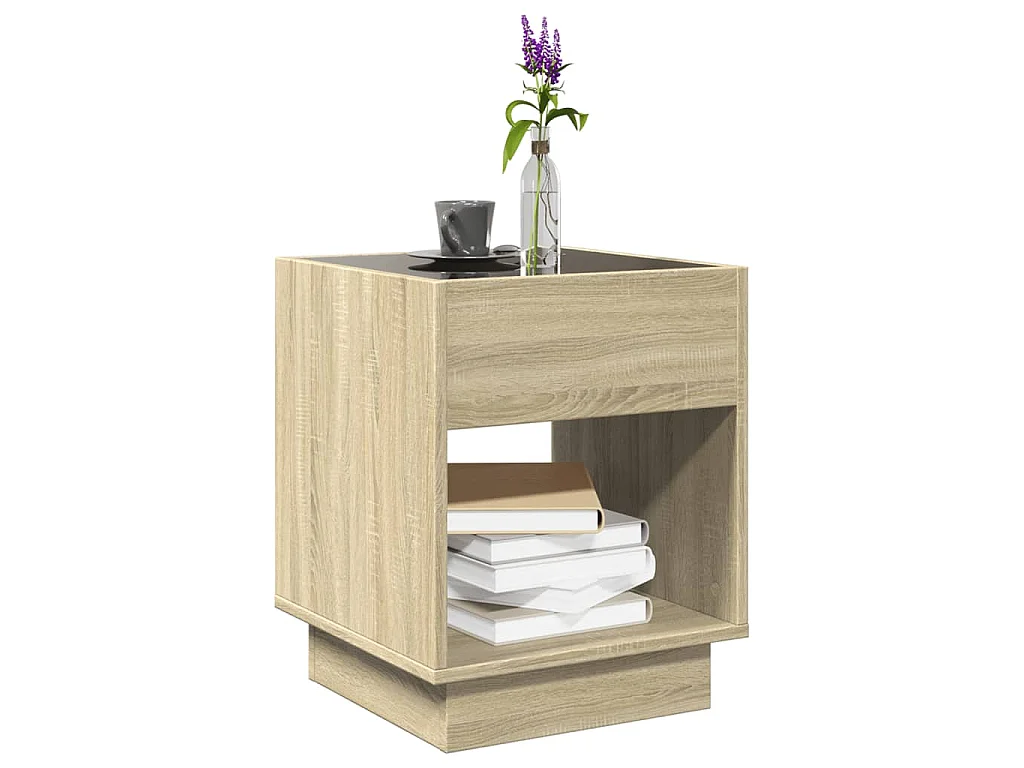 Table basse avec LED infini chêne sonoma 40x40x50 cm