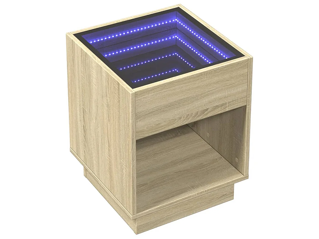 Table basse avec LED infini chêne sonoma 40x40x50 cm