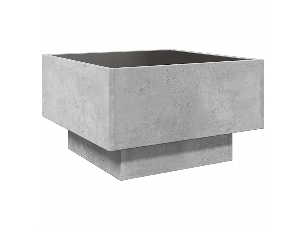 Table basse avec LED gris béton 50x50x30 cm bois d'ingénierie
