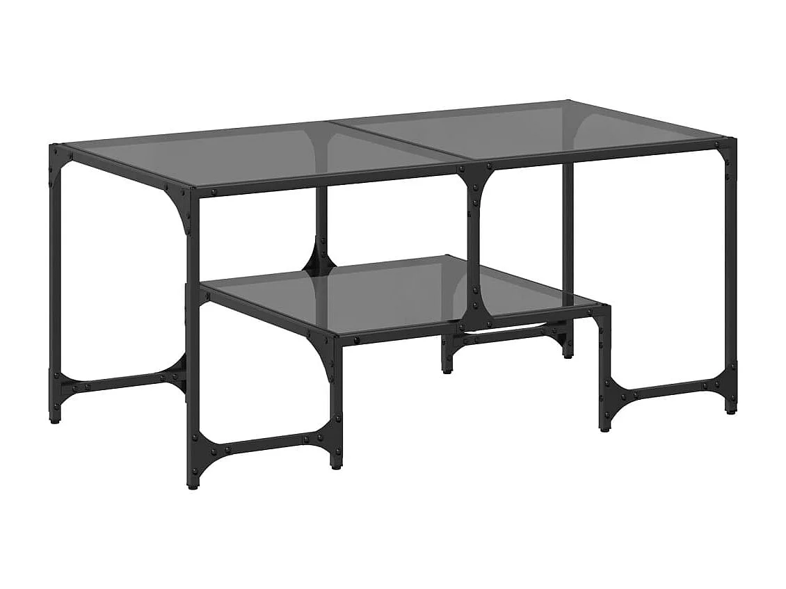 Couchtisch mit Glasplatte Schwarz 98,5x50x45 cm Stahl
