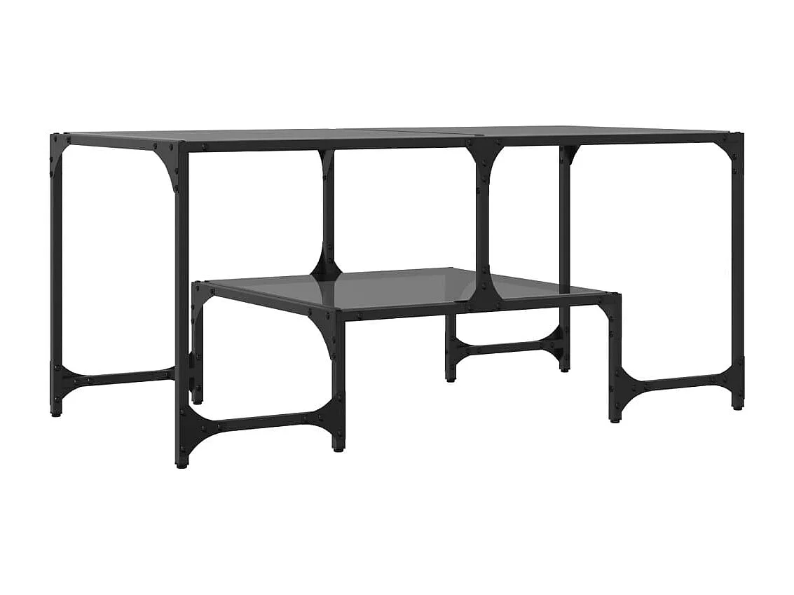 Couchtisch mit Glasplatte Schwarz 98,5x50x45 cm Stahl